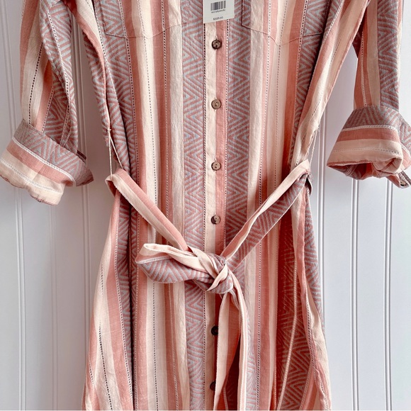 Veronica Beard Blush Stripe Makua Button Down Midi Dress In Blush NWT - Picture 13 of 15